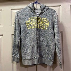 Rare Gap Star Wars Hooded Full Zip Sweatshirt Kids Size XXL Grey